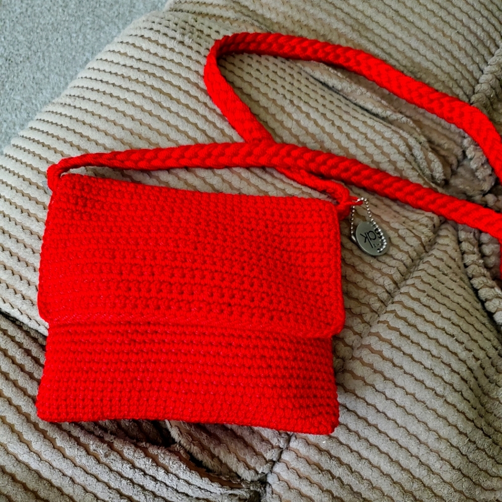 The Sak bright red knit purse